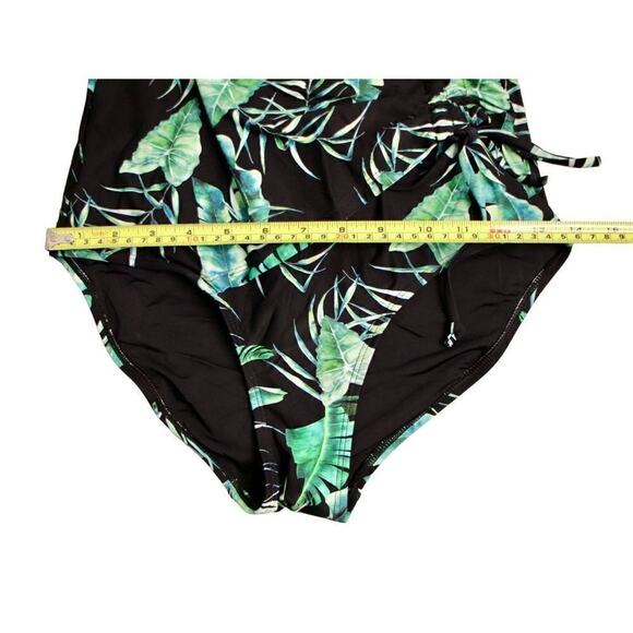 Niptuck Green‎ Jungle Tropical Ruched Wrap 1pc Moderate Coverage Swimsuit sz 6 - Picture 9 of 12